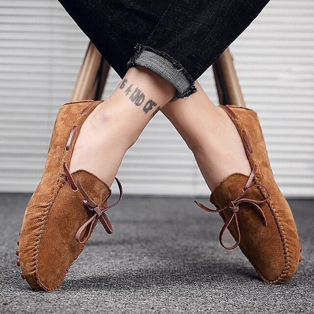 Loafers Suede Driving Men's Slip-On with Flexible Shoes: