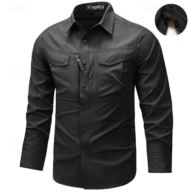 Button Men's Cargo Summer Up Shirt Casual