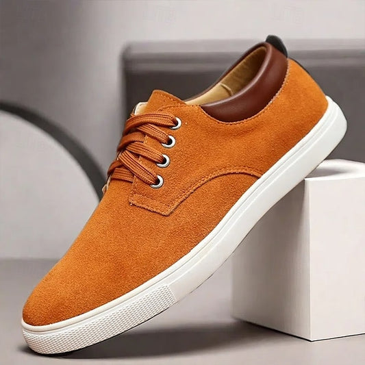 Brown Low-Top Men's Casual Suede Retro Lace-Up – Sneakers