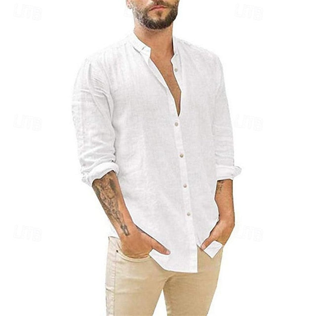 Linen Shirt Men's Beach Cotton Summer