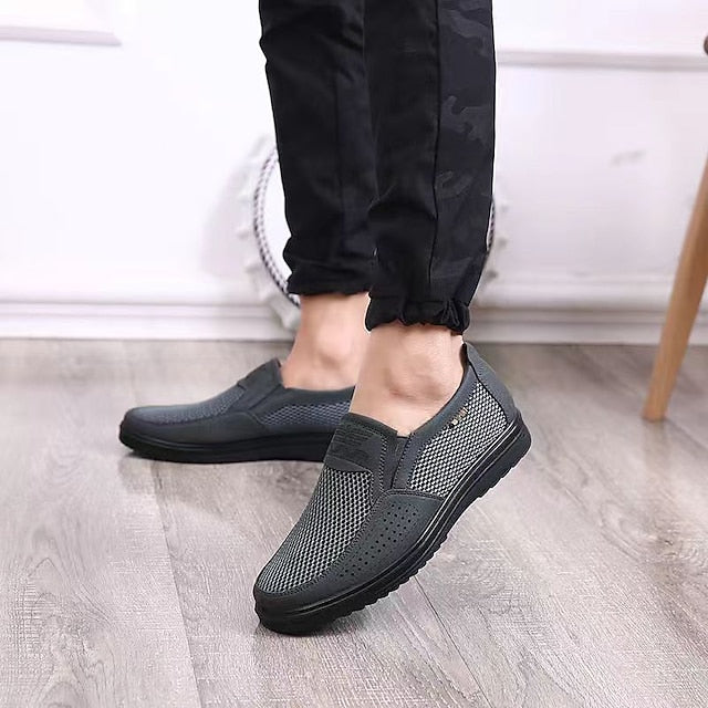 Mesh Slip-On Men’s Walking Brown with Breathable Shoes Upper