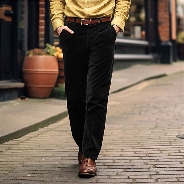 Front Trousers Corduroy Pants Casual Men's Pocket