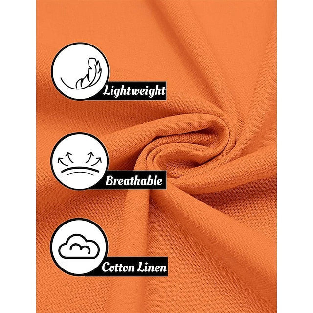 Band Linen Collar Popover Shirt Summer Men's