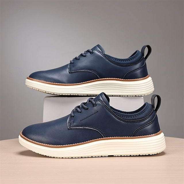 Blue Oxford Lace-Up Leather Shoes Men's – Navy Classic