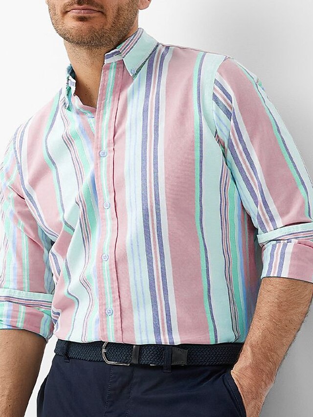 Men's Casual Button Up Striped Shirts Shirt