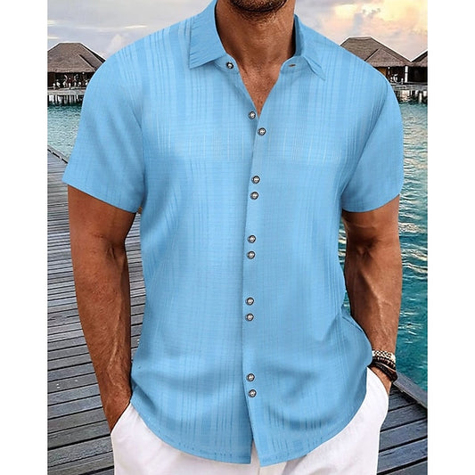 Men's Up Shirt Summer Beach Casual Button