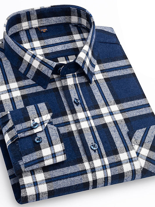 Button Men's Up Casual Shirt Plaid
