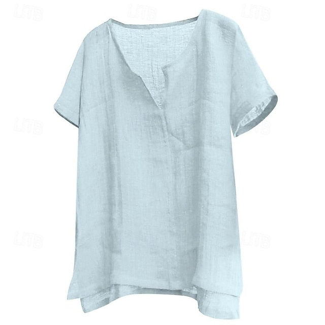 Men's Shirt Linen Cotton Casual White
