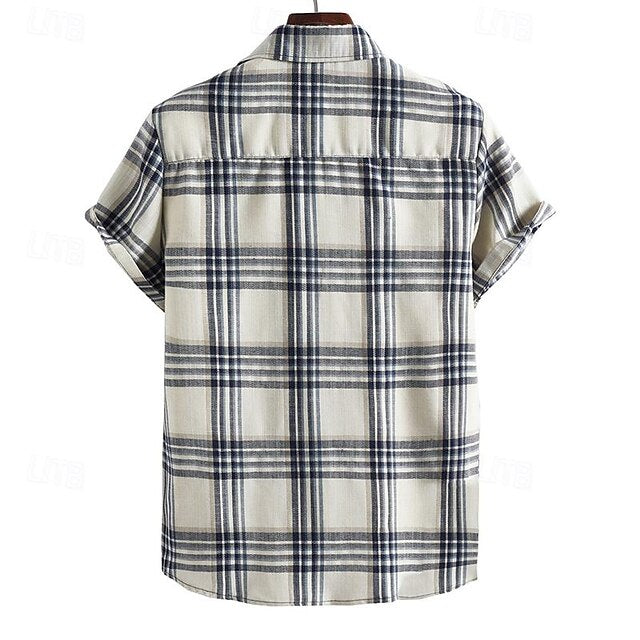 Shirt Summer Beach Casual Men's Up Button