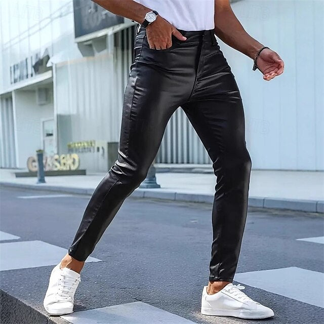 Pants Leather Summer Trousers Pocket Men's Shorts Faux