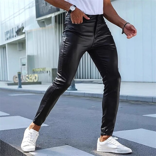Pants Leather Summer Trousers Pocket Men's Shorts Faux