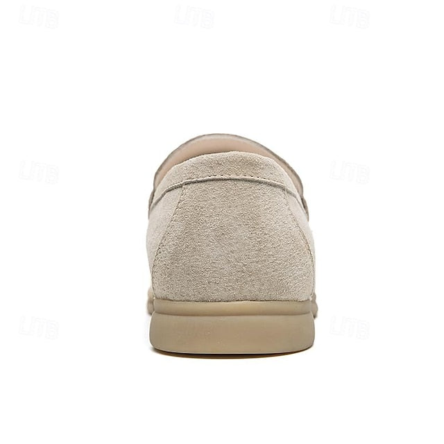 Loafers Slip-On Men's Comfortable Beige – Casual Suede