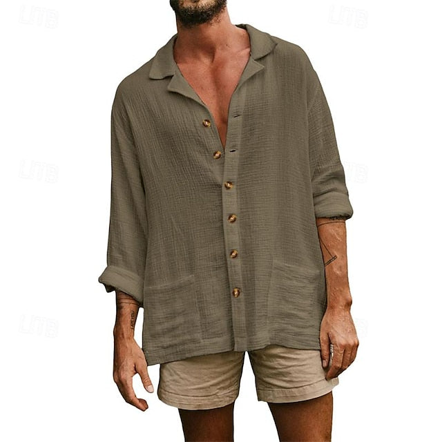 Men's Shirt Linen Cotton White