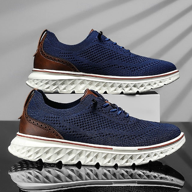 Breathable Men's Sneakers – Lightweight Knit Lace-Up