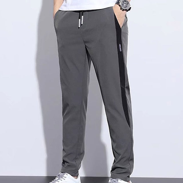 Drawstring Elastic Pants Trousers Waist Casual Solid Men's