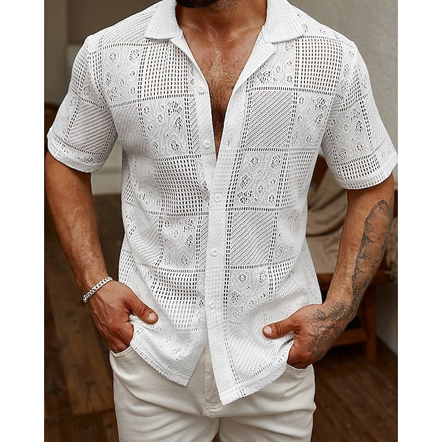 Casual Button Men's Up Beach Shirt Summer