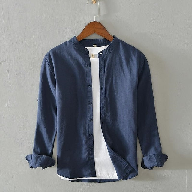 Button Up Linen Shirt Casual Cotton Men's