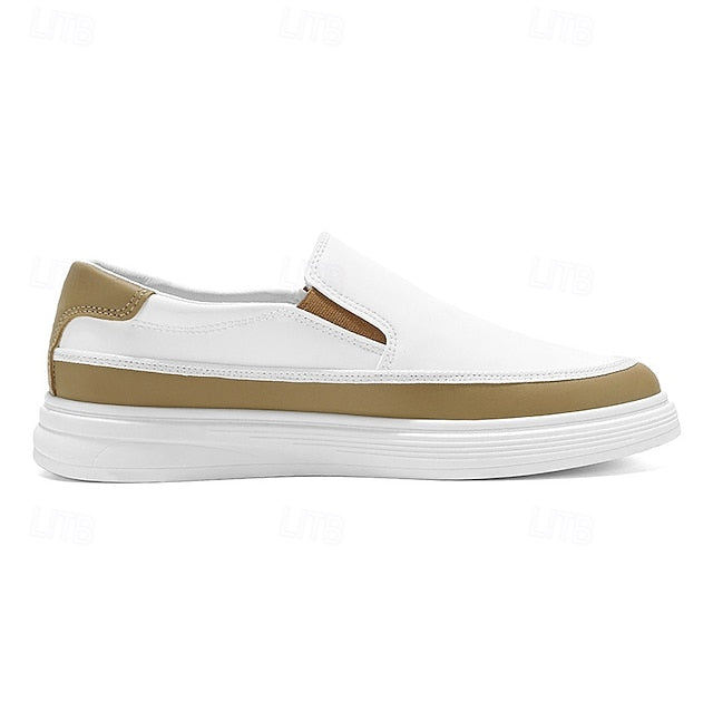 Accent Gold and Slip-on with White Men's Sneakers