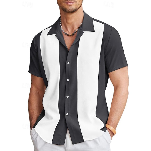 Shirt Summer Casual Men's Button Bowling
