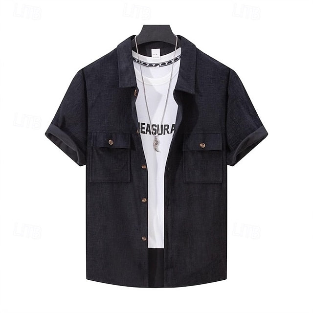 Beach Shirt Summer Casual Men's Corduroy