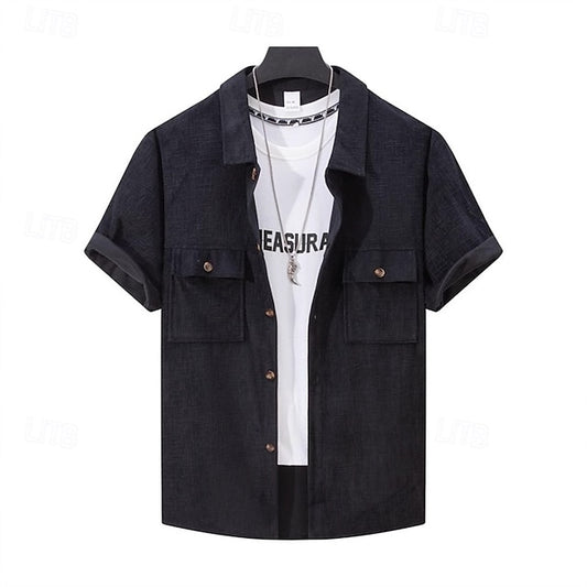 Beach Shirt Summer Casual Men's Corduroy