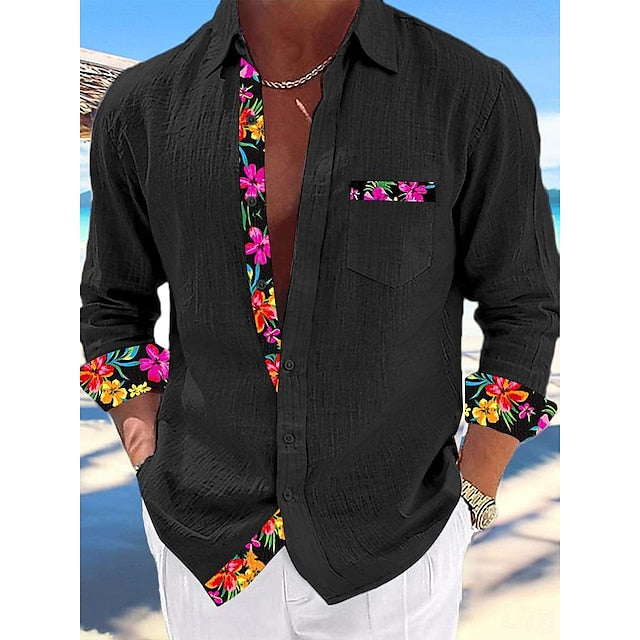Beach Wear Shirt Men's Summer Linen Up Button