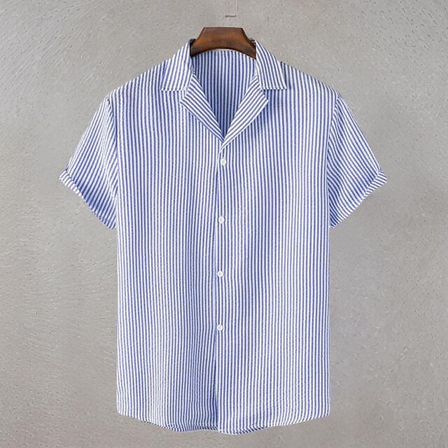 Shirt Men's Up Summer Beach Button Casual