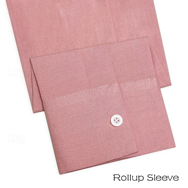 Pink White Horse Linen Shirt Outdoor Men's Green Vacation