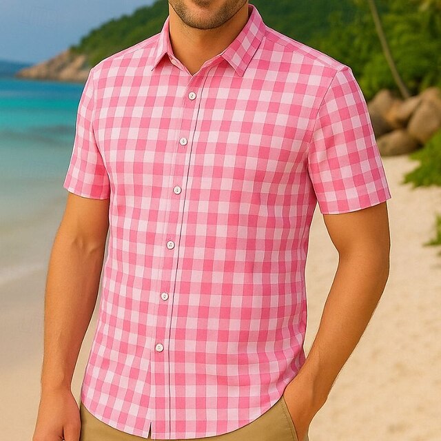 Beach Shirt Men's Up Casual Summer Button