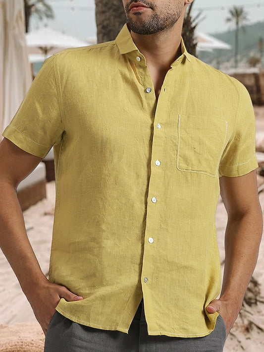 Shirt Cotton Summer Men's Linen