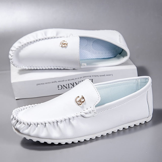 Men's Moccasins Red and Logo Design Elasticized with