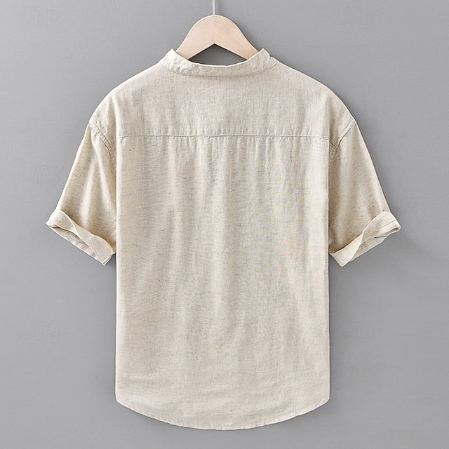 Popover Shirt Cotton Linen Casual Men's