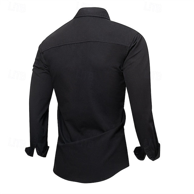 Up Button Summer Men's Black Shirt Casual