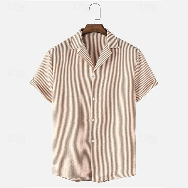 Shirt Men's Up Summer Beach Button Casual