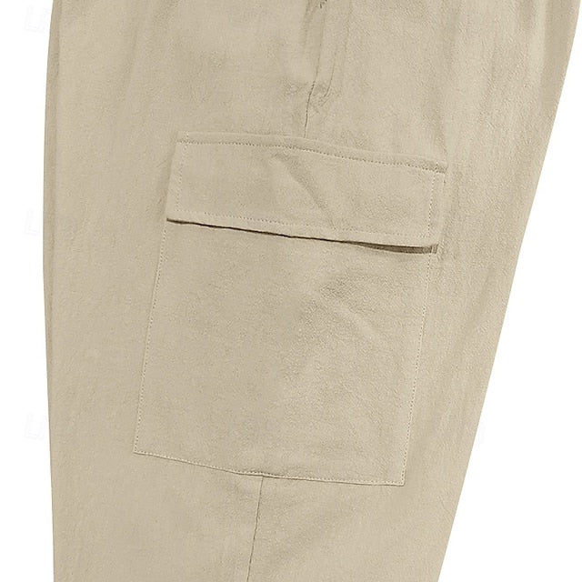 Pants Summer Casual Trousers Men's Cargo Linen