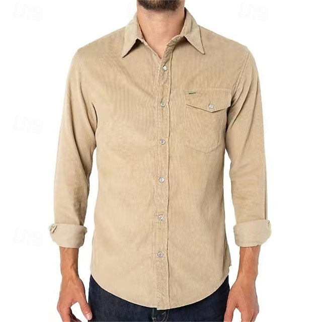 White Men's Shirt Casual Deep Flannel Blue