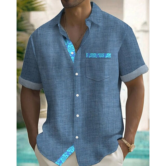 Casual Beach Up Summer Shirt Button Men's