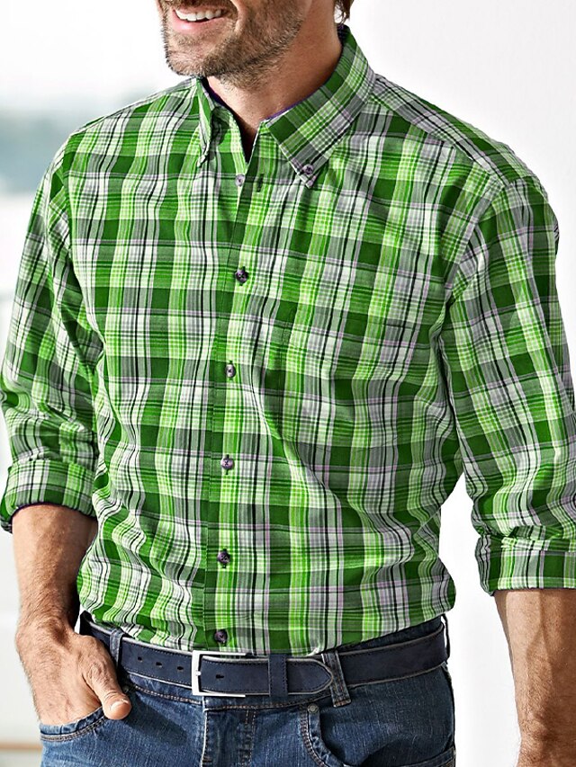 Men's Shirt Shirts Casual Checked Button Up