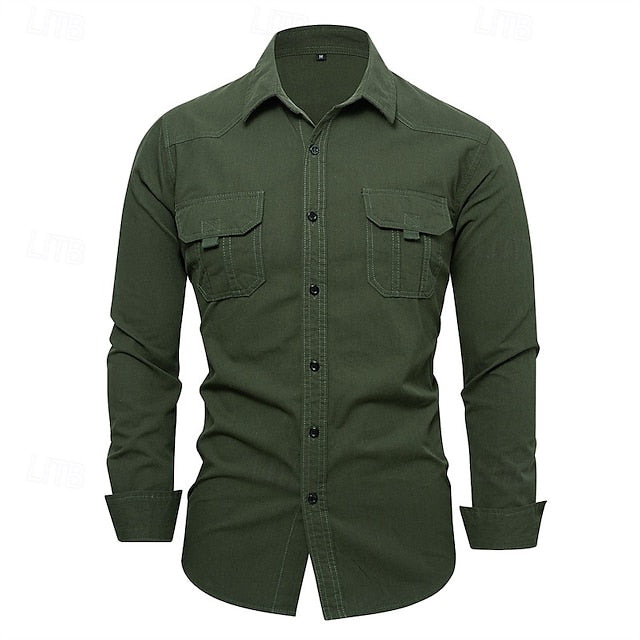 Up Button Summer Men's Black Shirt Casual