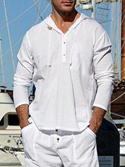 Shirt Cotton Summer Men's Linen White