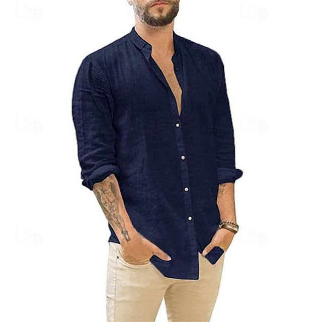 Linen Shirt Men's Beach Cotton Summer