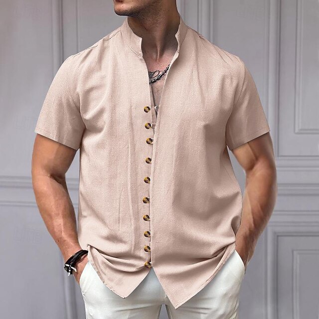 Mandarin Chinese Linen Men's Collar Shirt