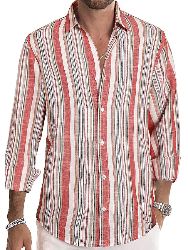 Striped Button Shirt Casual Shirts Men's Up
