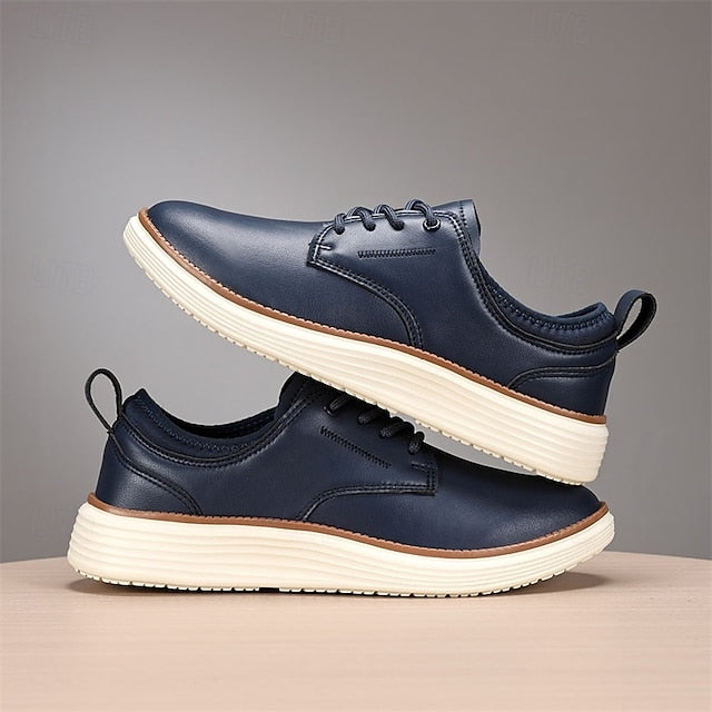 Blue Oxford Lace-Up Leather Shoes Men's – Navy Classic