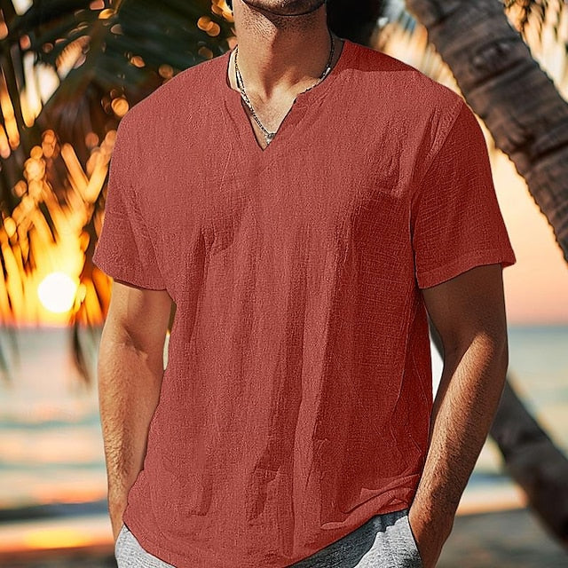 Color Beach Wear Street Solid Summer Men's Shirt