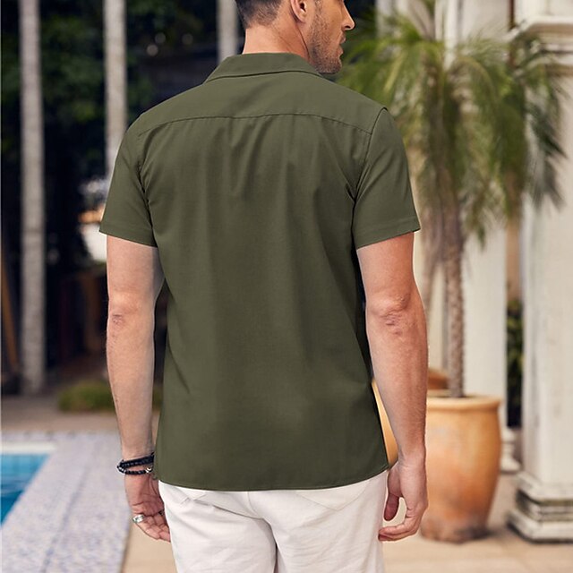 Summer Men's Popover Shirt Beach Plain