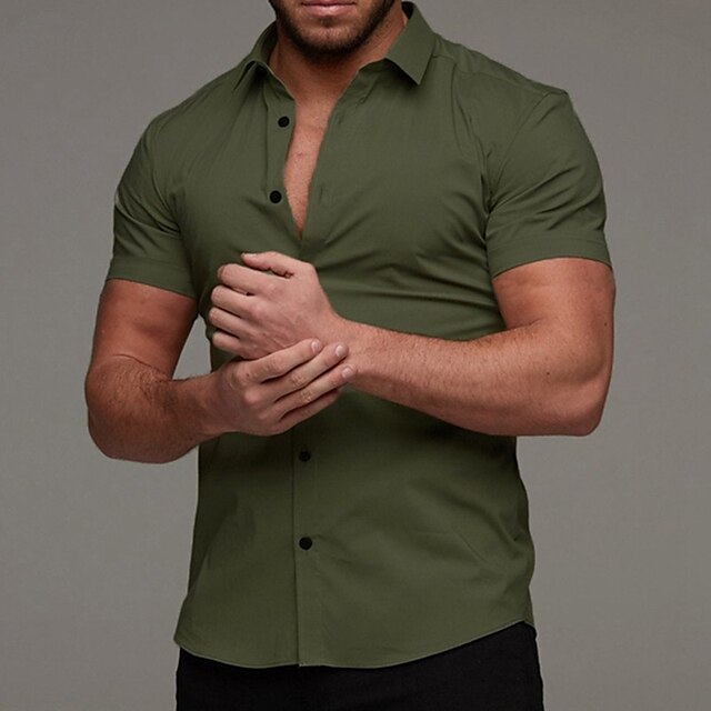 Up Button White Summer Black Red Men's Shirt