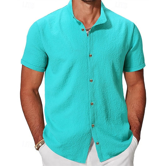 Shirt Button Summer Up Casual Men's Beach