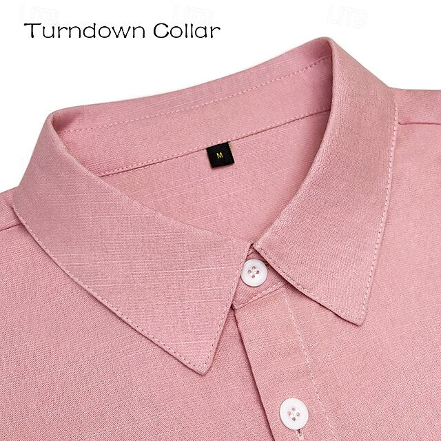 Pink White Horse Linen Shirt Outdoor Men's Green Vacation