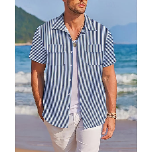 Up Summer Button Men's Shirt Beach Casual